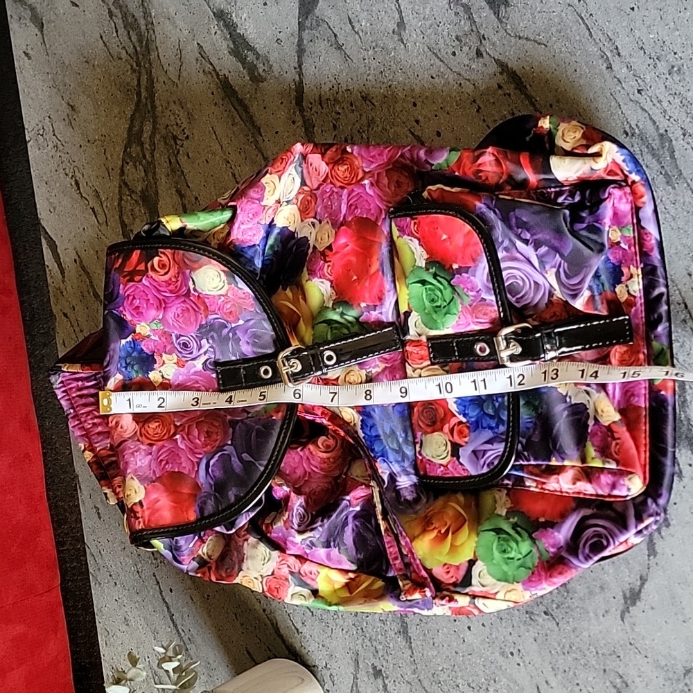 Olsenboye Vivid Flower Print Backpack Nylon Multi… - image 8